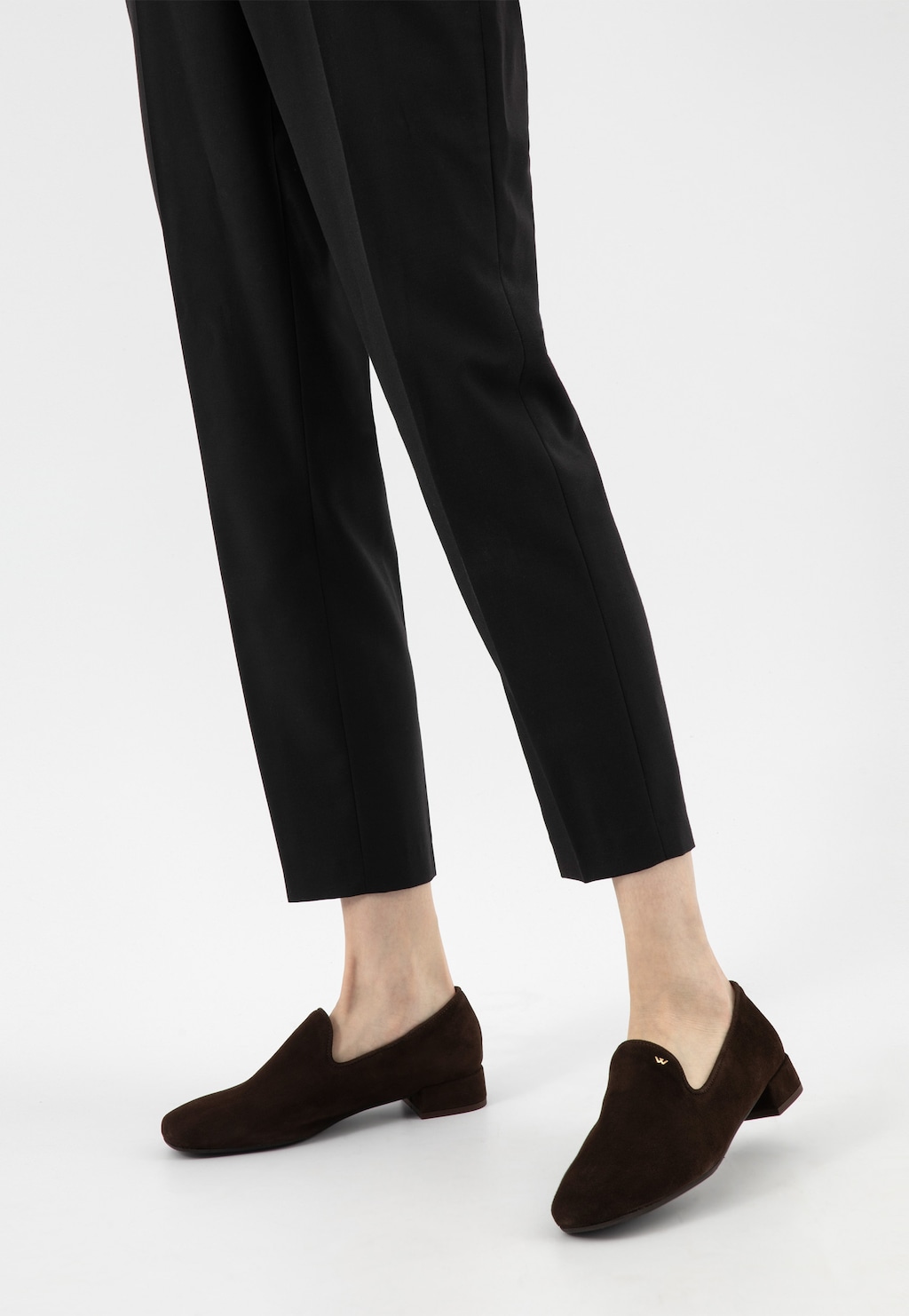 Tmavě hnědé dámské mokasíny na širokém podpatku 45010-62 Widok 8