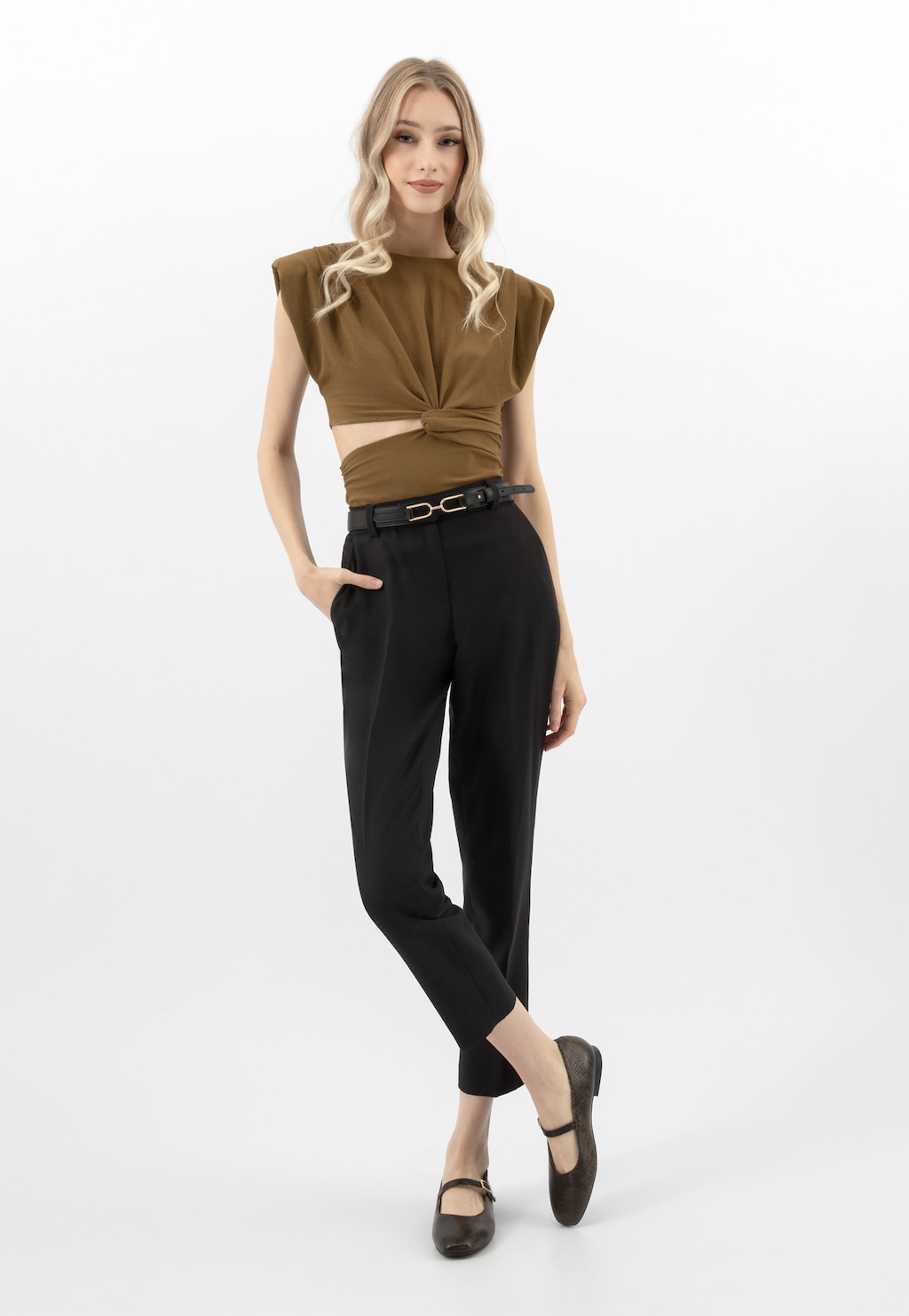 Eleganckie baleriny typu Mary Jane z motywem skóry węża 44055-50 Widok 1