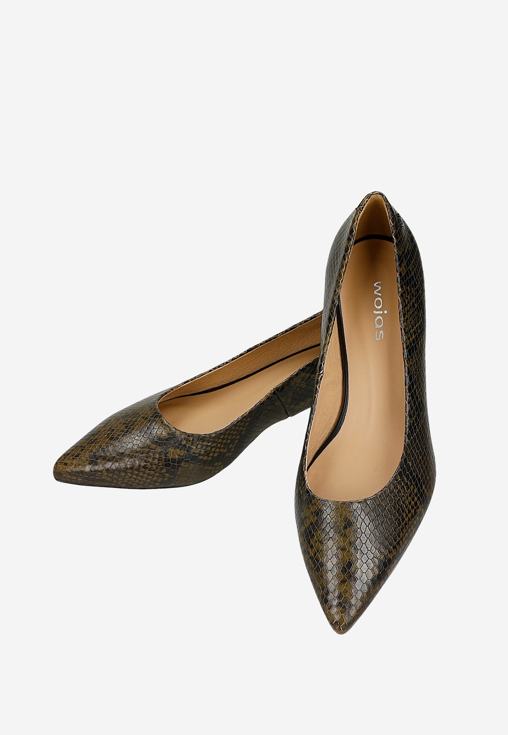 Czółenka z efektem skóry węża na niskim obcasie 35140-50 Widok 7