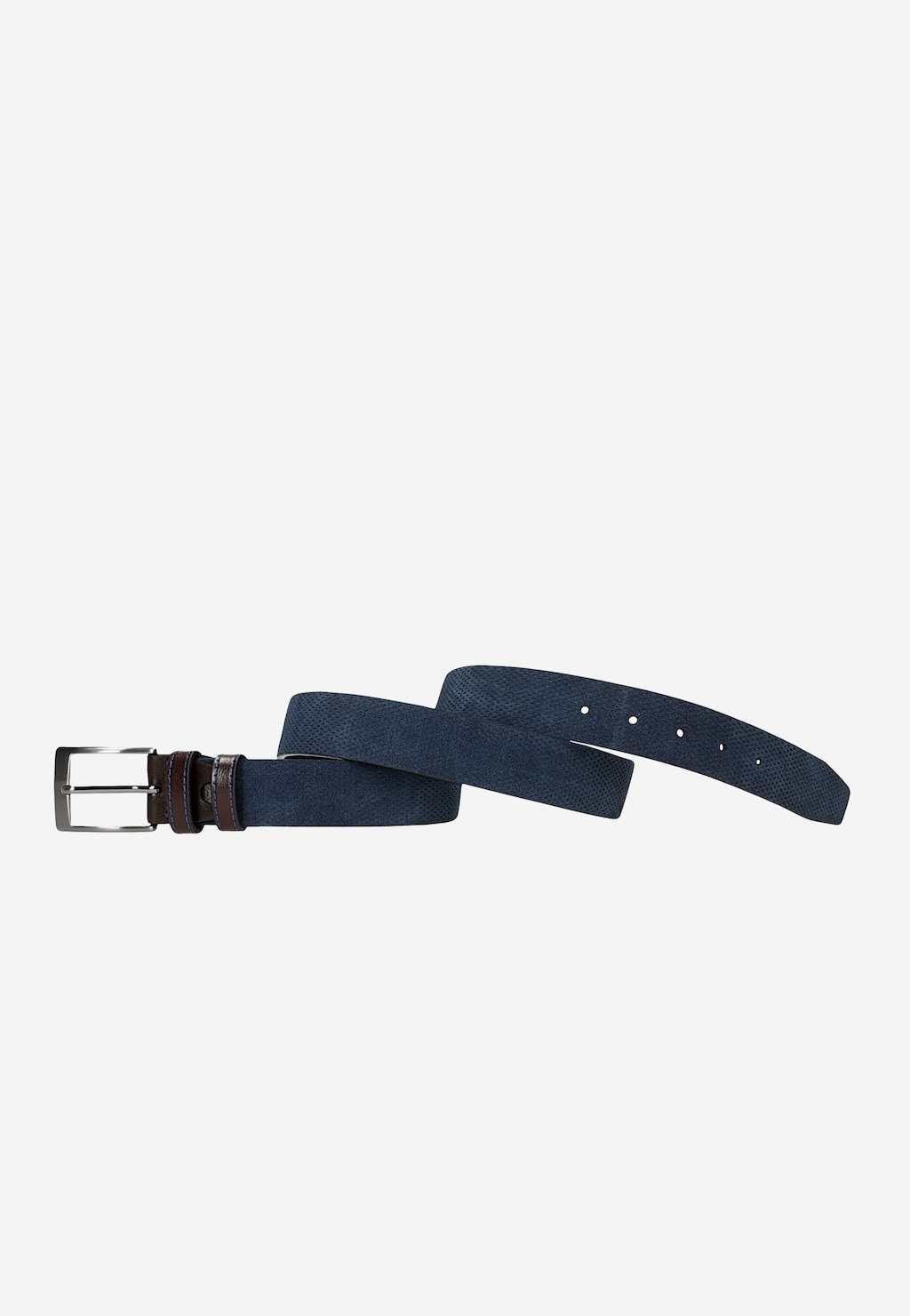 Granatowy pasek męski z brązowymi elementami ze skóry licowej 93126-66 Widok 3