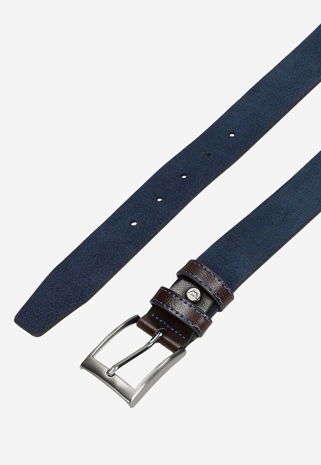 Granatowy pasek męski z brązowymi elementami ze skóry licowej 93126-66 Widok 5