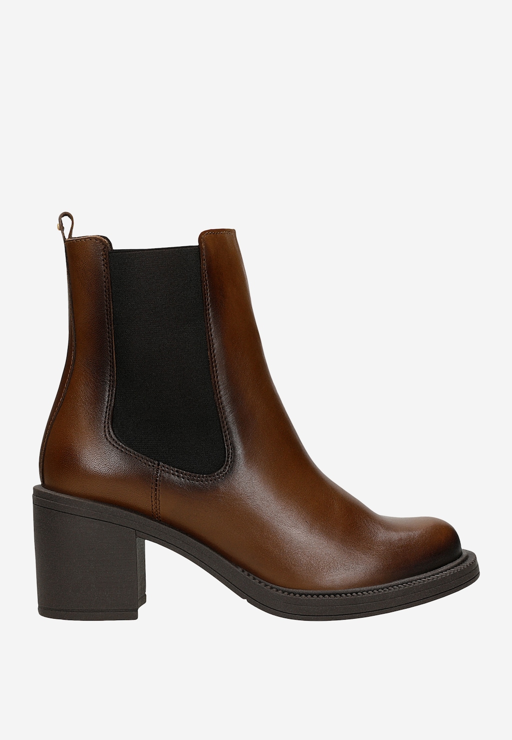 Hnedé kožené kotníkové topánky na podpätku 55320-52 Widok 1