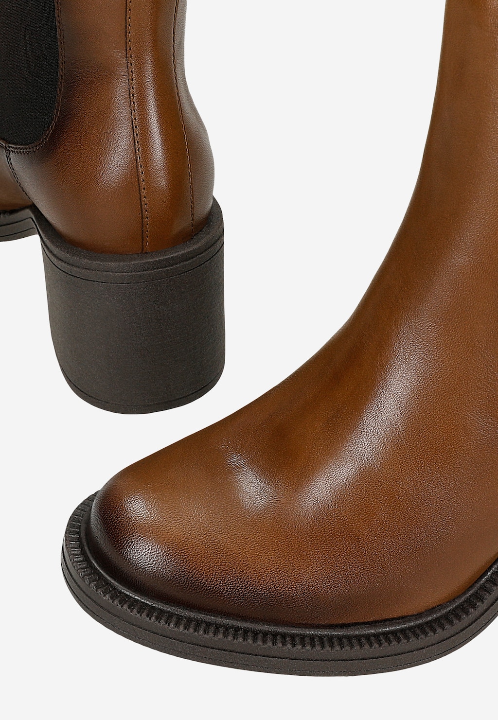 Hnedé kožené kotníkové topánky na podpätku 55320-52 Widok 6