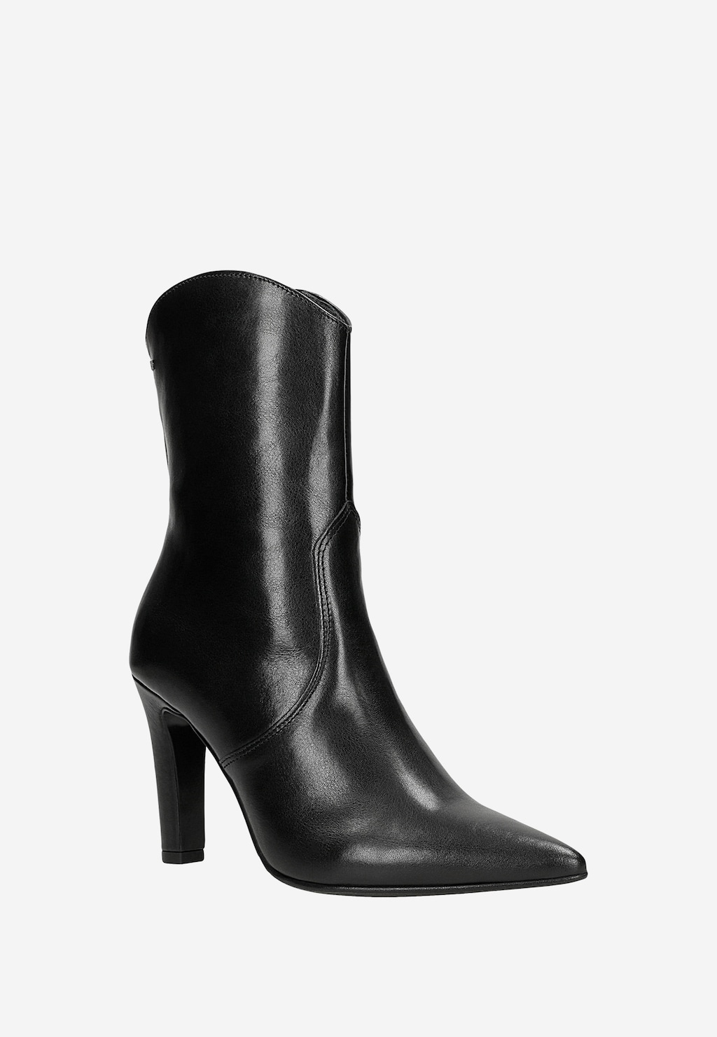Černé kožené kotníčkové boty na vysokém podpatku 55332-51 Widok 2