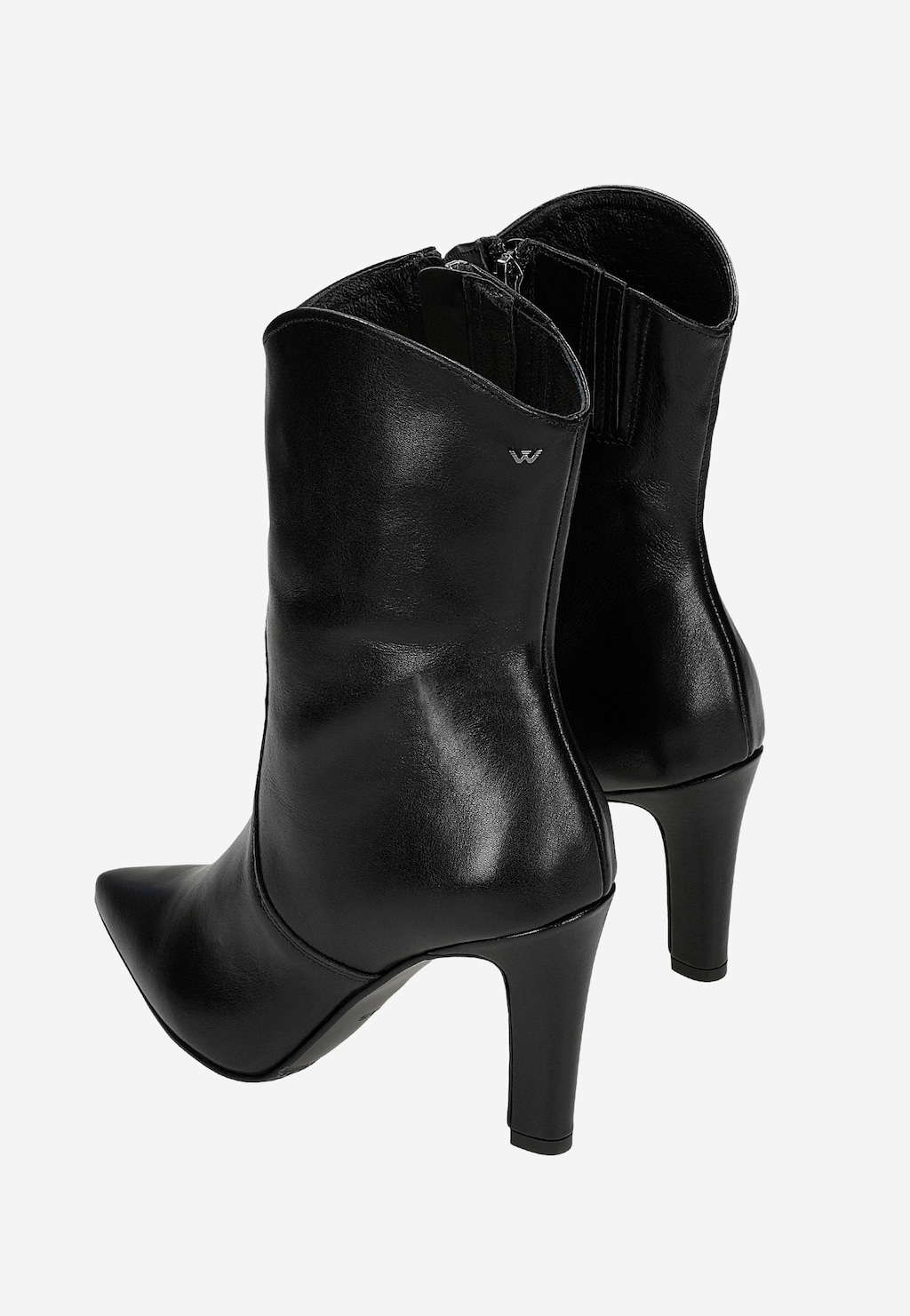 Černé kožené kotníčkové boty na vysokém podpatku 55332-51 Widok 6