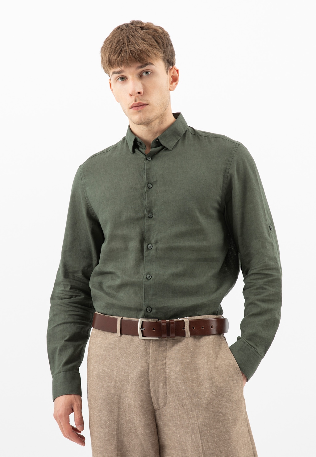 Hnědý pánský pásek z kůže 93122-52 Widok 1