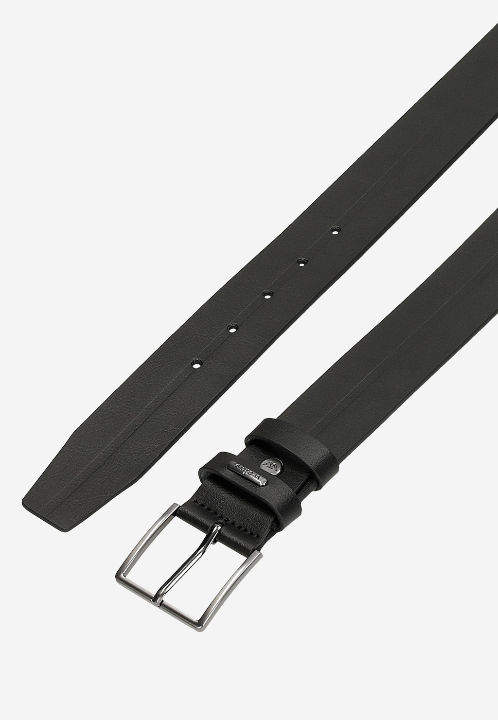 Czarny skórzany pasek męski z tłoczeniem 93116-51 Widok 5