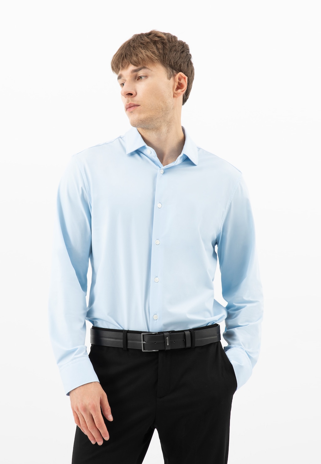 Czarny skórzany pasek męski z tłoczeniem 93116-51 Widok 7