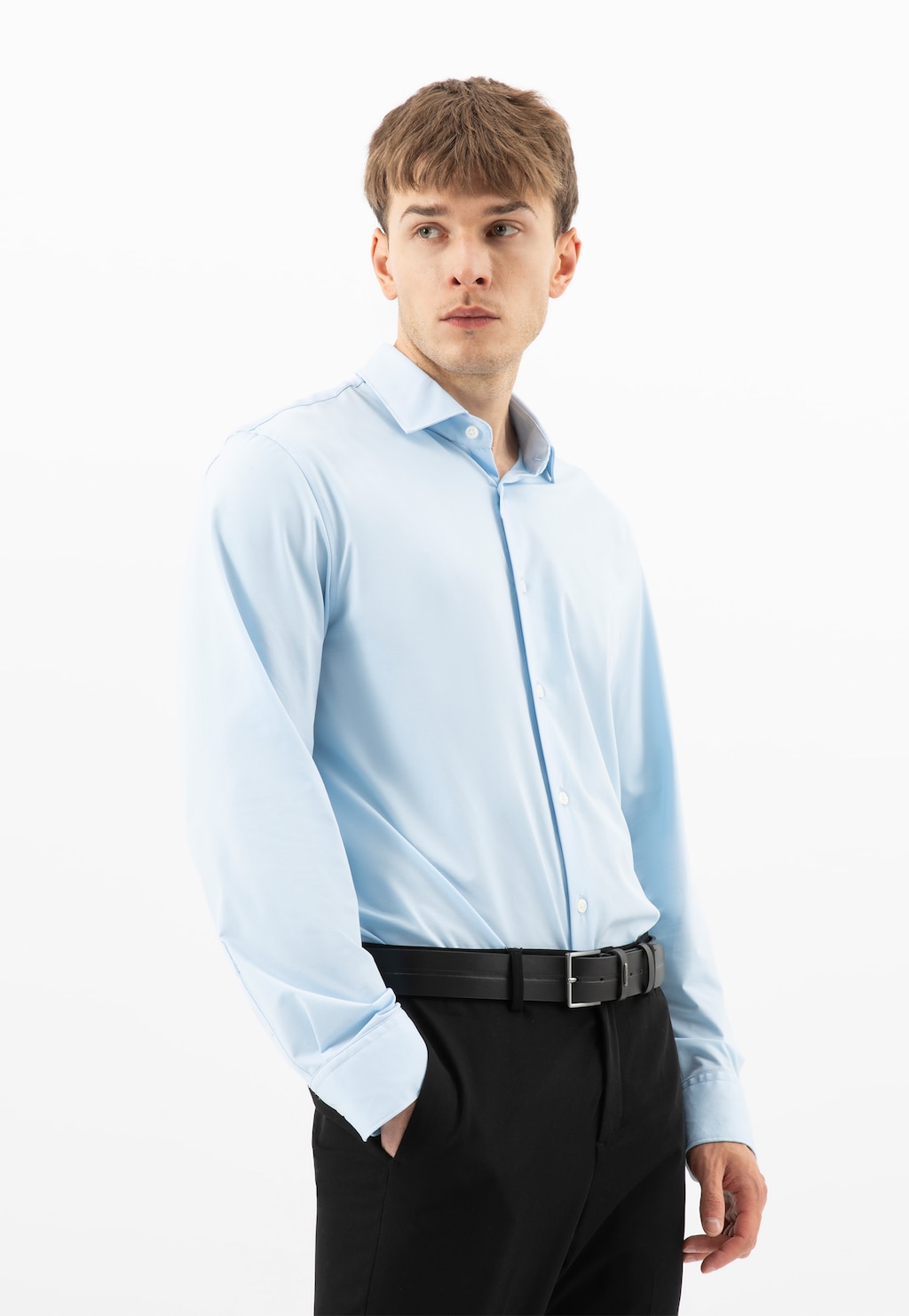 Czarny skórzany pasek męski z tłoczeniem 93116-51 Widok 8