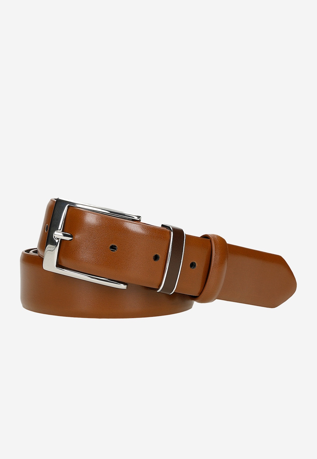 Hnědý pánský pásek z pravé kůže se stříbrnou sponou 93103-52 Widok 2