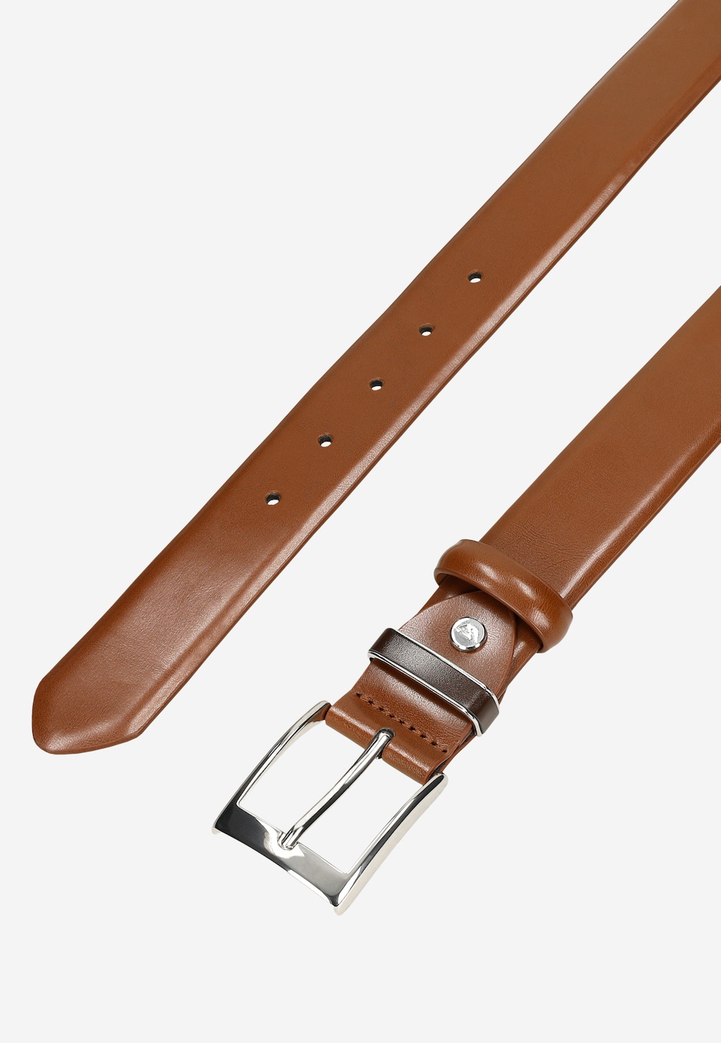 Hnědý pánský pásek z pravé kůže se stříbrnou sponou 93103-52 Widok 5
