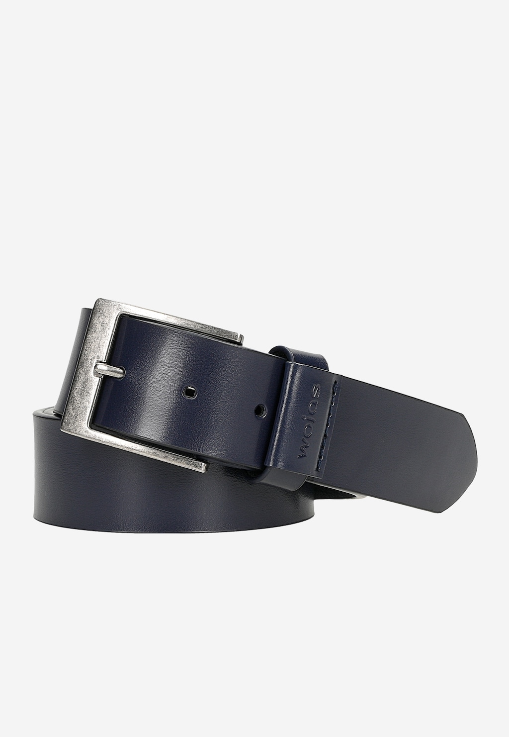 Tmavě modrý kožený pánský pásek se stříbrnou sponou 93078-56 Widok 2