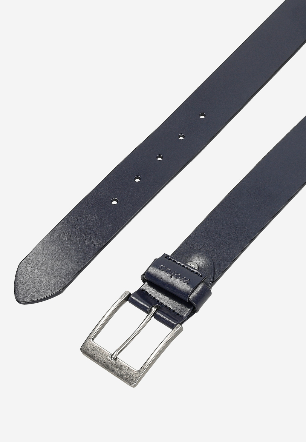 Tmavě modrý kožený pánský pásek se stříbrnou sponou 93078-56 Widok 5