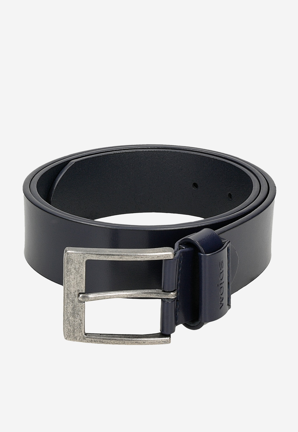 Tmavě modrý kožený pánský pásek se stříbrnou sponou 93078-56 Widok 6