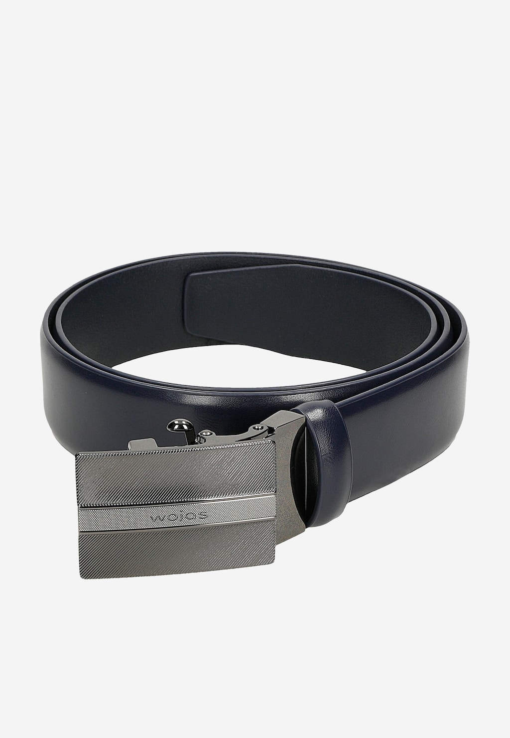 Tmavě modrý kožený pánský opasek s kovovou přezkou 93038-56 Widok 6