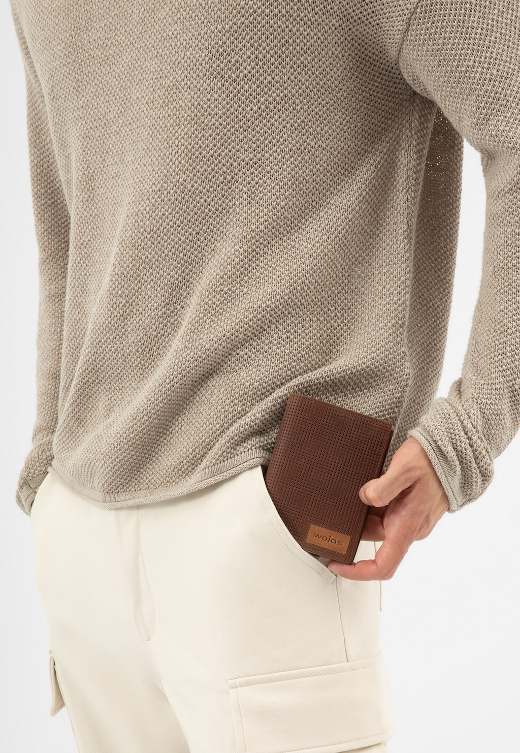 Jasnobrązowy duży portfel męski z teksturowaną skórą 91113-53 Widok 9