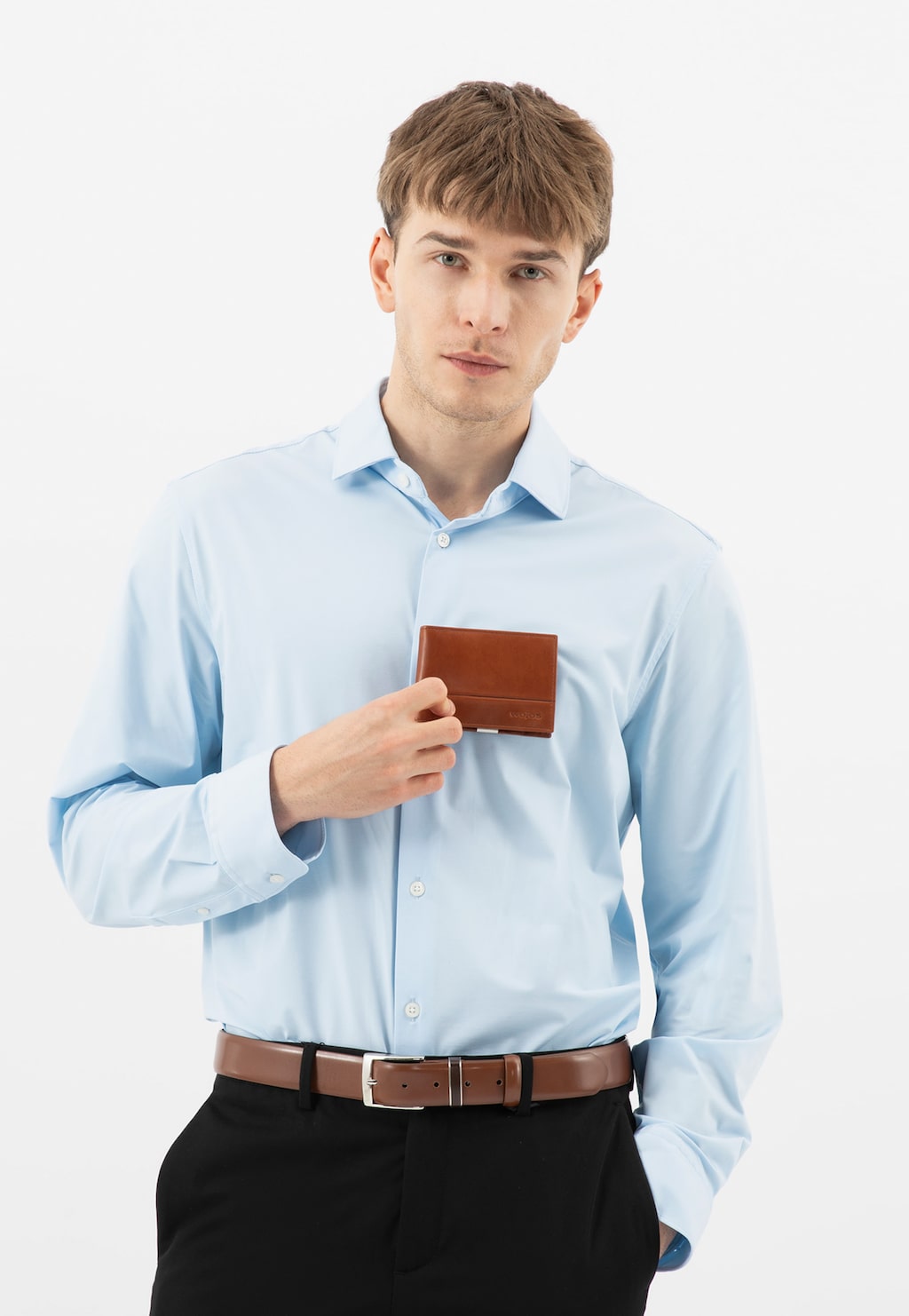 Brązowy skórzany portfel męski z ochroną RFID 91108-52 Widok 9