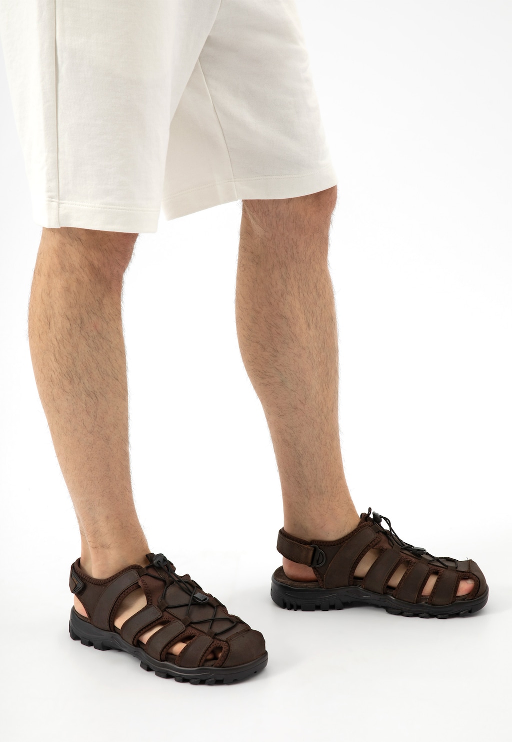 Hnedé uzatvorené pánske sandále z crazy horse kože 29016-92 Widok 7