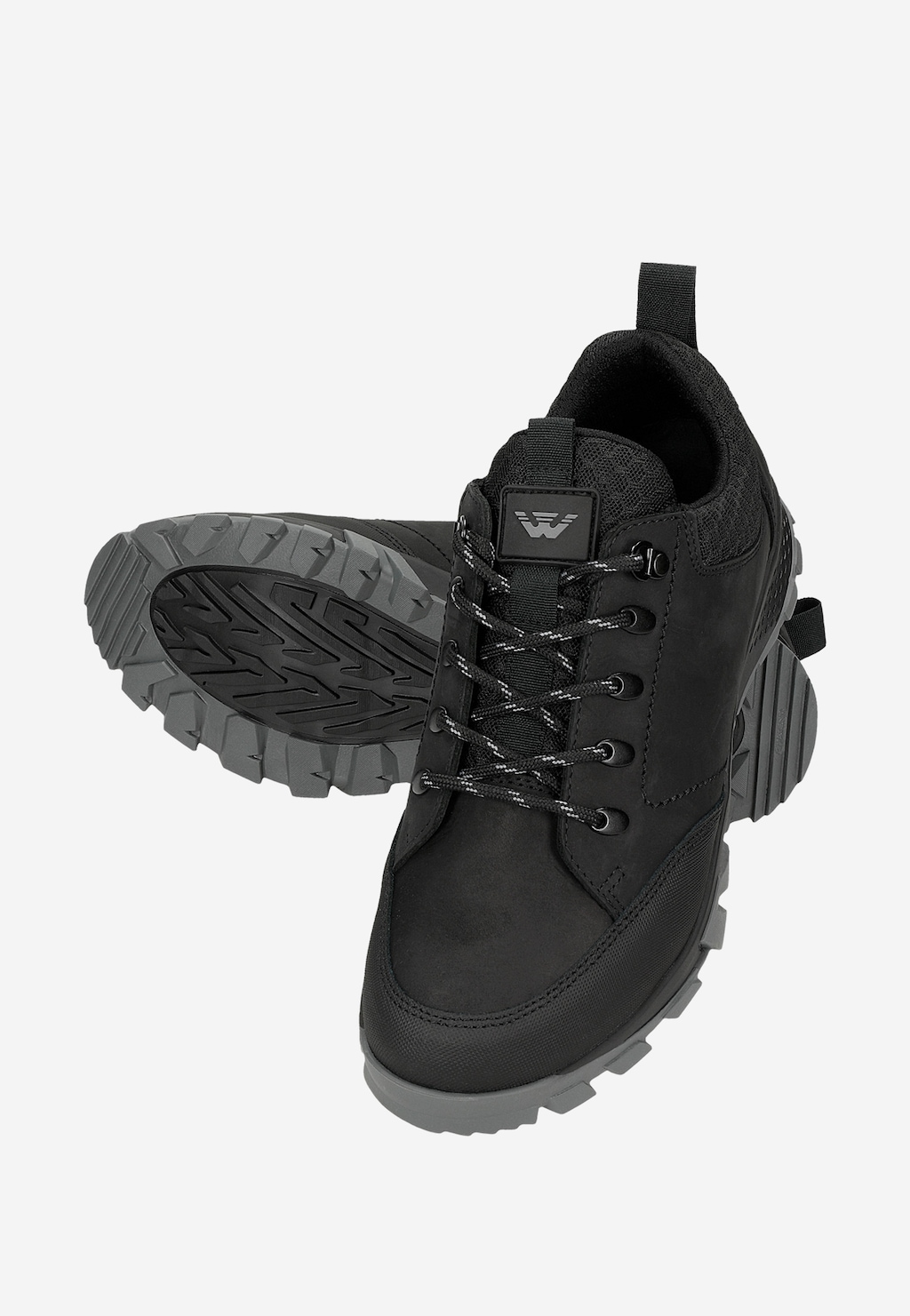 Černé nízké trekkingové boty pánské z kůže crazy horse a textilního materiálu 10273-81 Widok 7