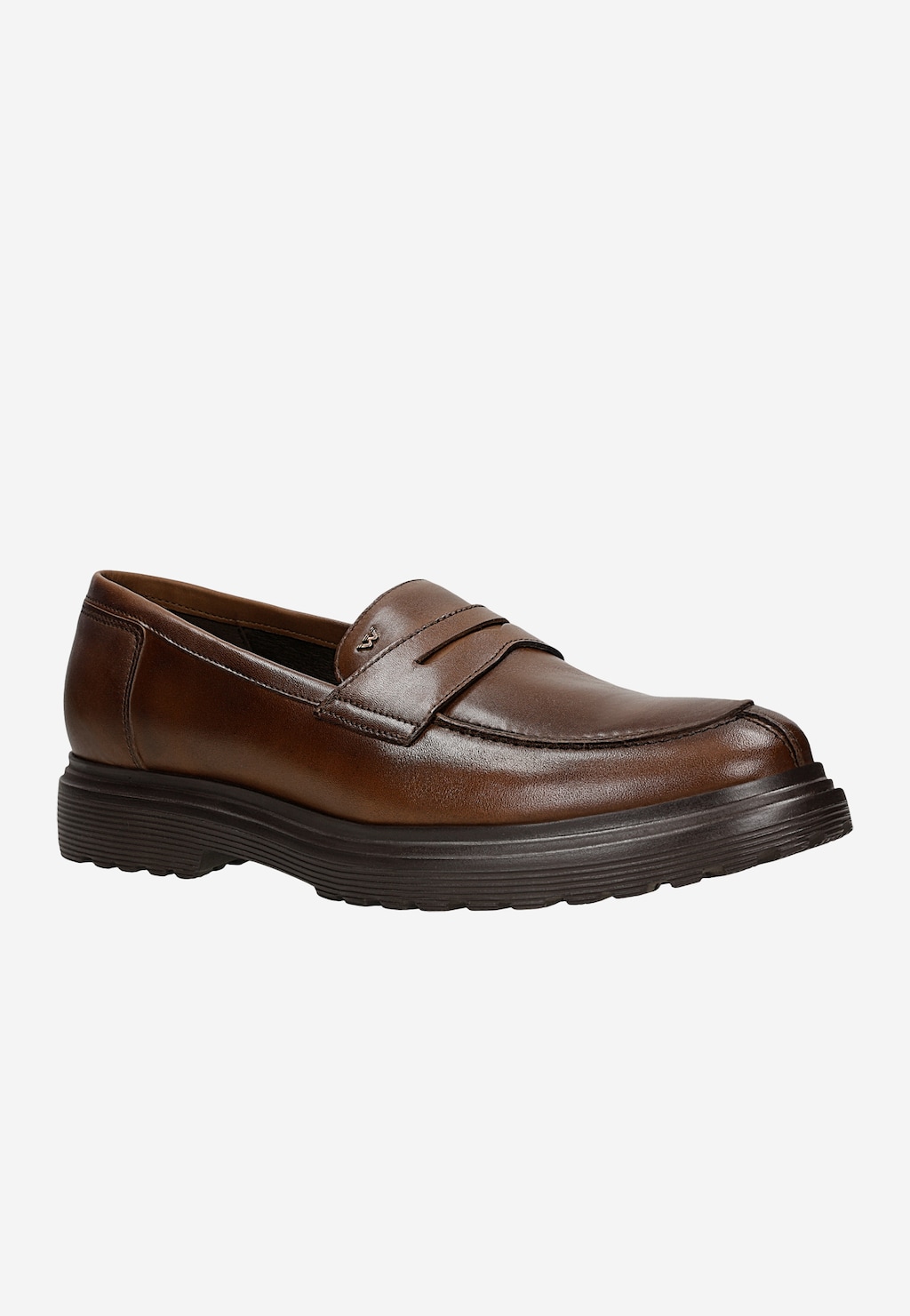 Brązowe mokasyny męskie ze skóry licowej 10263-52 Widok 3