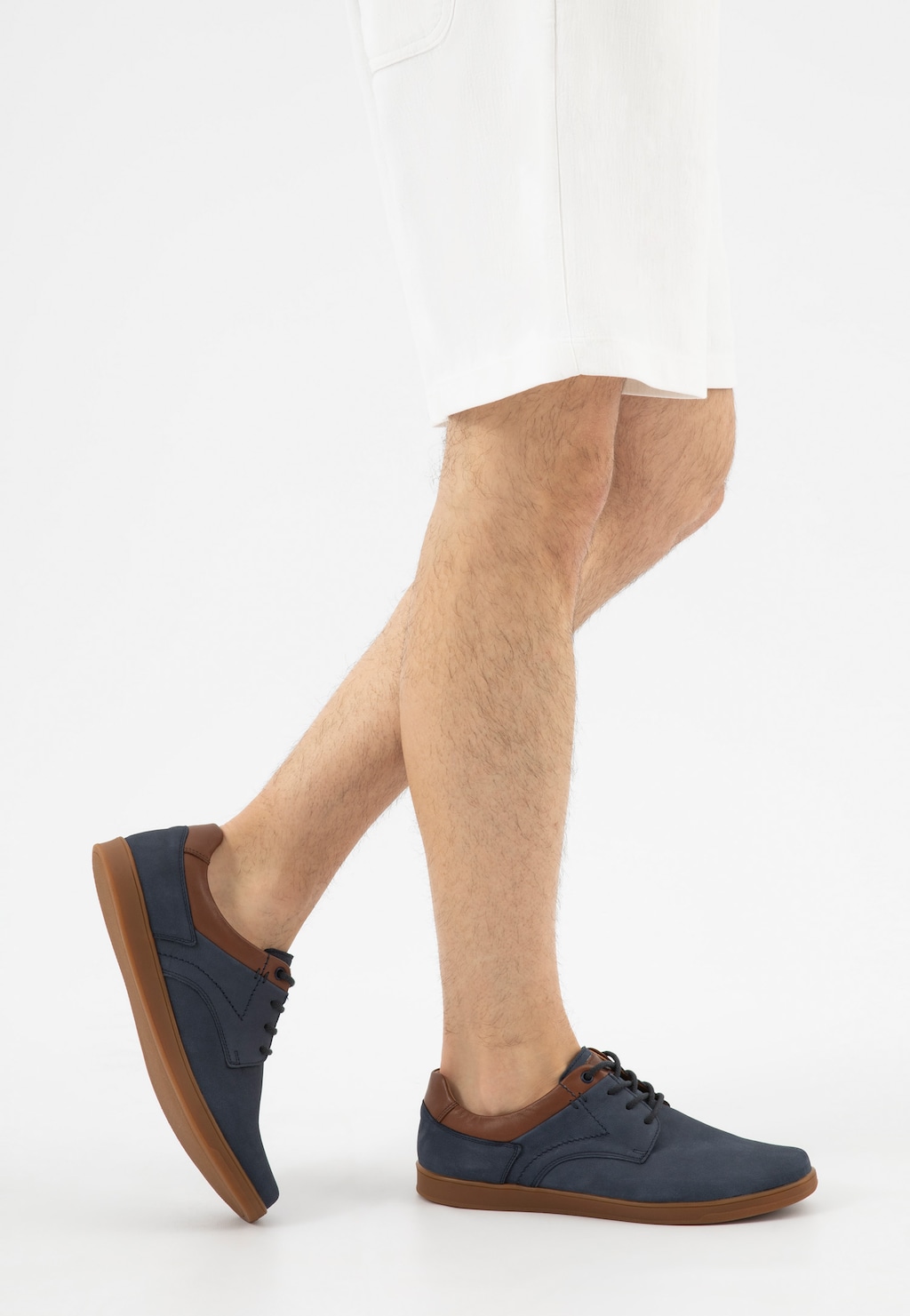 Tmavě modré pánské polobotky z nubuku s hnědými doplňky 10253-26 Widok 8