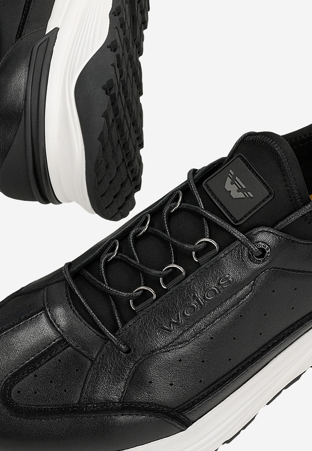 Černé kožené pánské sneakery s bílou podrážkou 10242-51 Widok 7