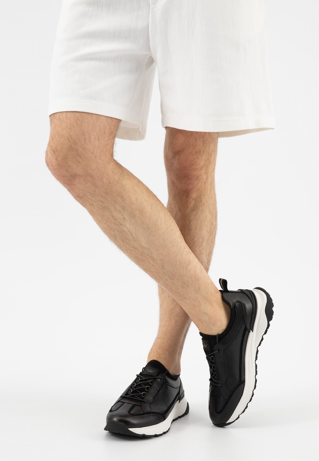 Černé kožené pánské sneakery s bílou podrážkou 10242-51 Widok 9