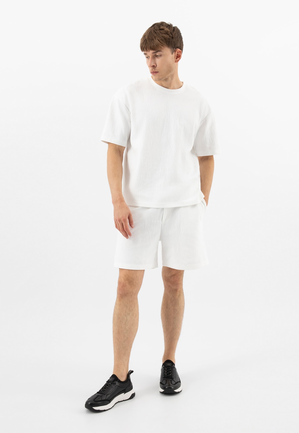 Černé kožené pánské sneakery s bílou podrážkou 10242-51 Widok 10