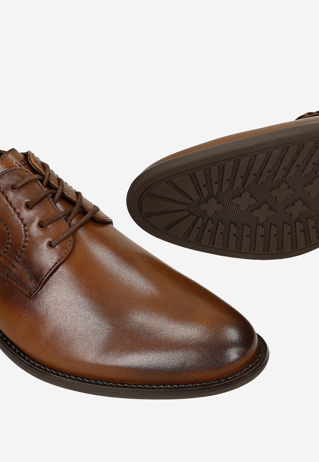 Hnědé pánské polobotky z lícové kůže s patinováním 10237-52 Widok 7