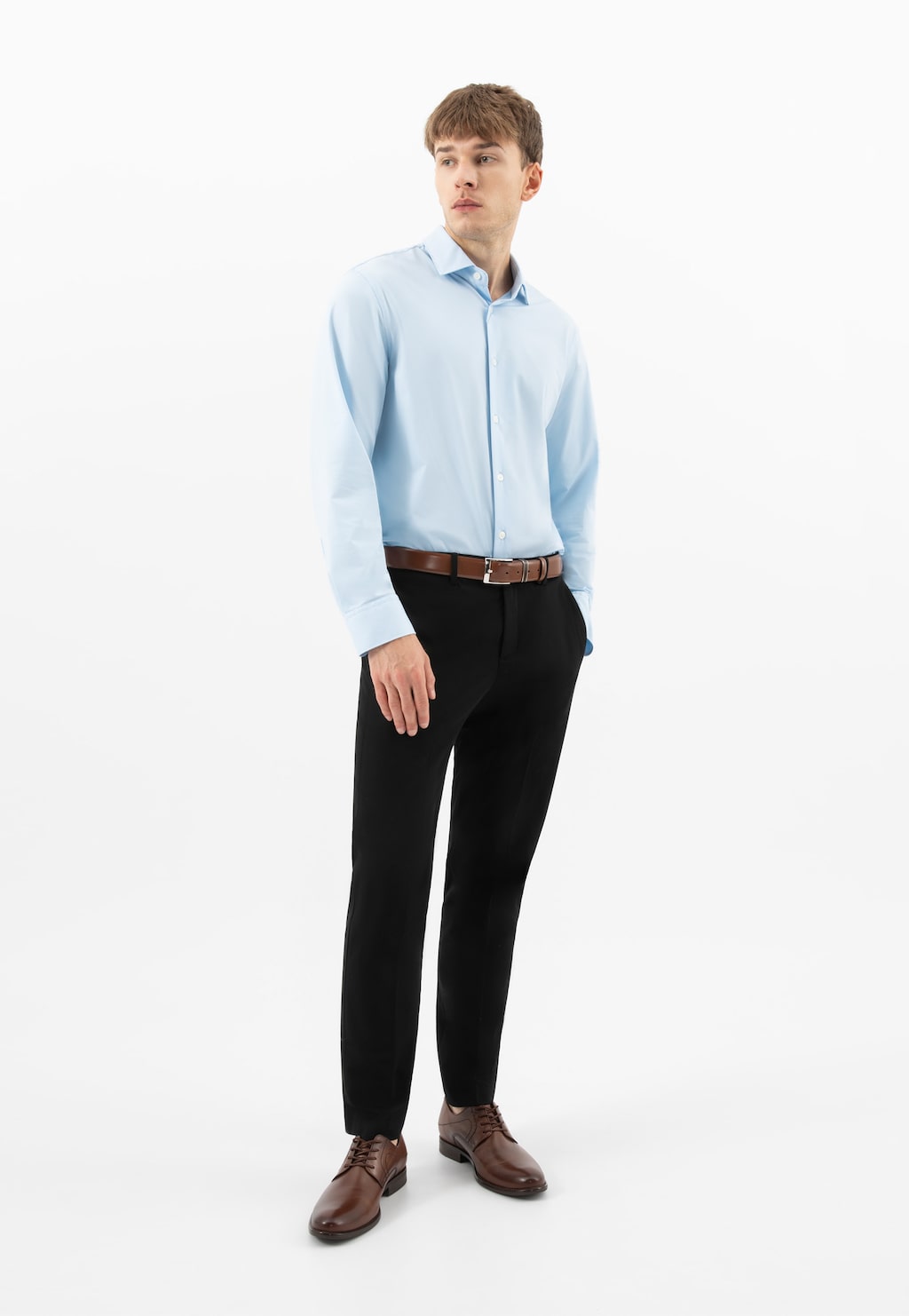 Hnědé pánské polobotky z lícové kůže s patinováním 10237-52 Widok 1