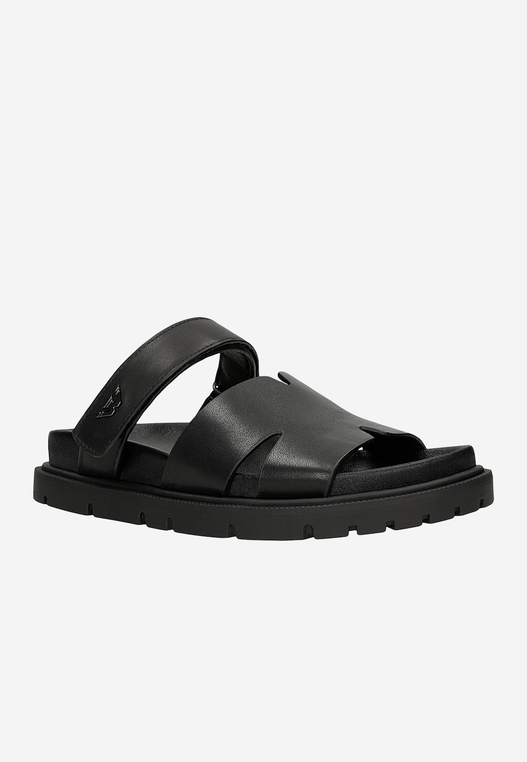 Čierne kožené šľapky dámske na plochej podrážke 74135-51 Widok 3