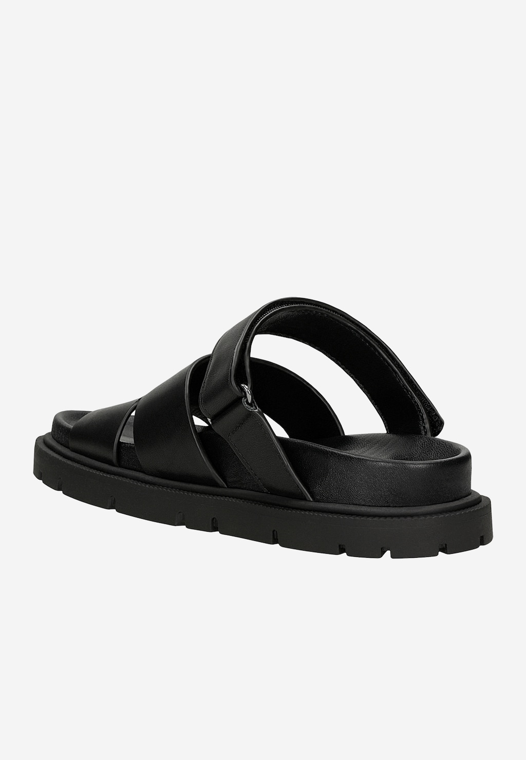 Čierne kožené šľapky dámske na plochej podrážke 74135-51 Widok 4