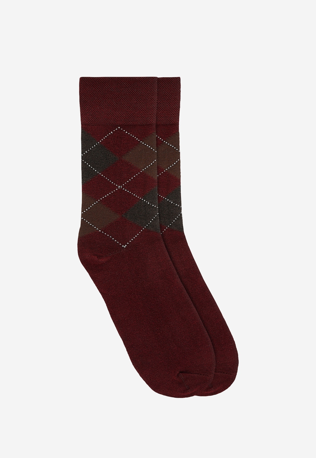 Elegantné bordové ponožky s klasickým vzorom argyle 97073-85 Widok 1