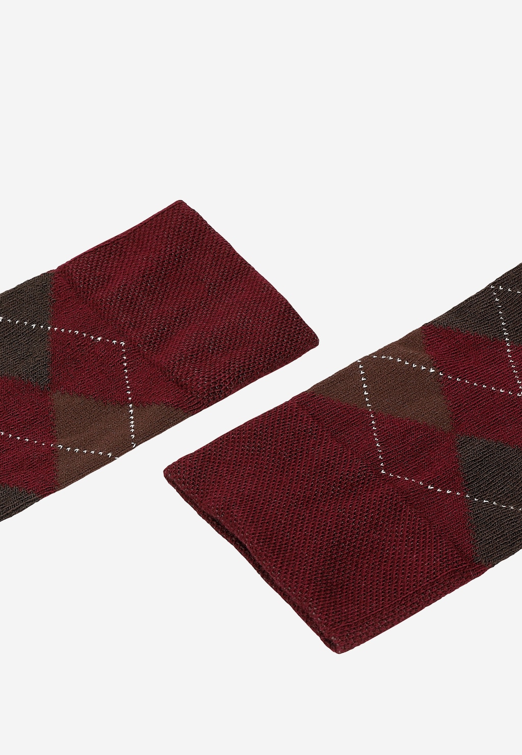 Elegantné bordové ponožky s klasickým vzorom argyle 97073-85 Widok 2