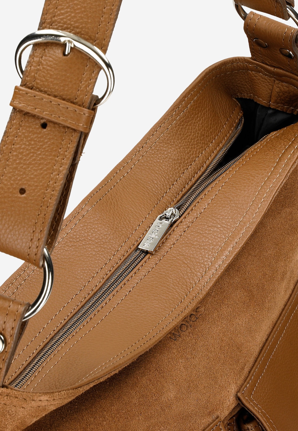 Duża torebka damska ze skóry licowej i welurowej 9819-72 Widok 5