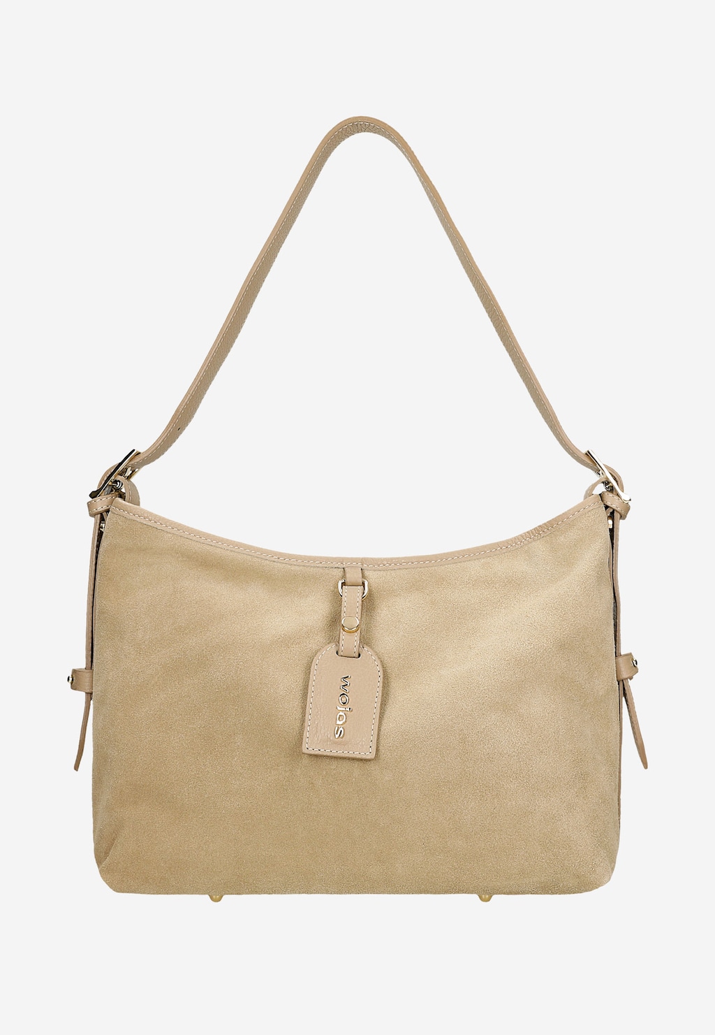 Beżowa torebka damska z dwoiny welurowej 80457-74 Widok 2