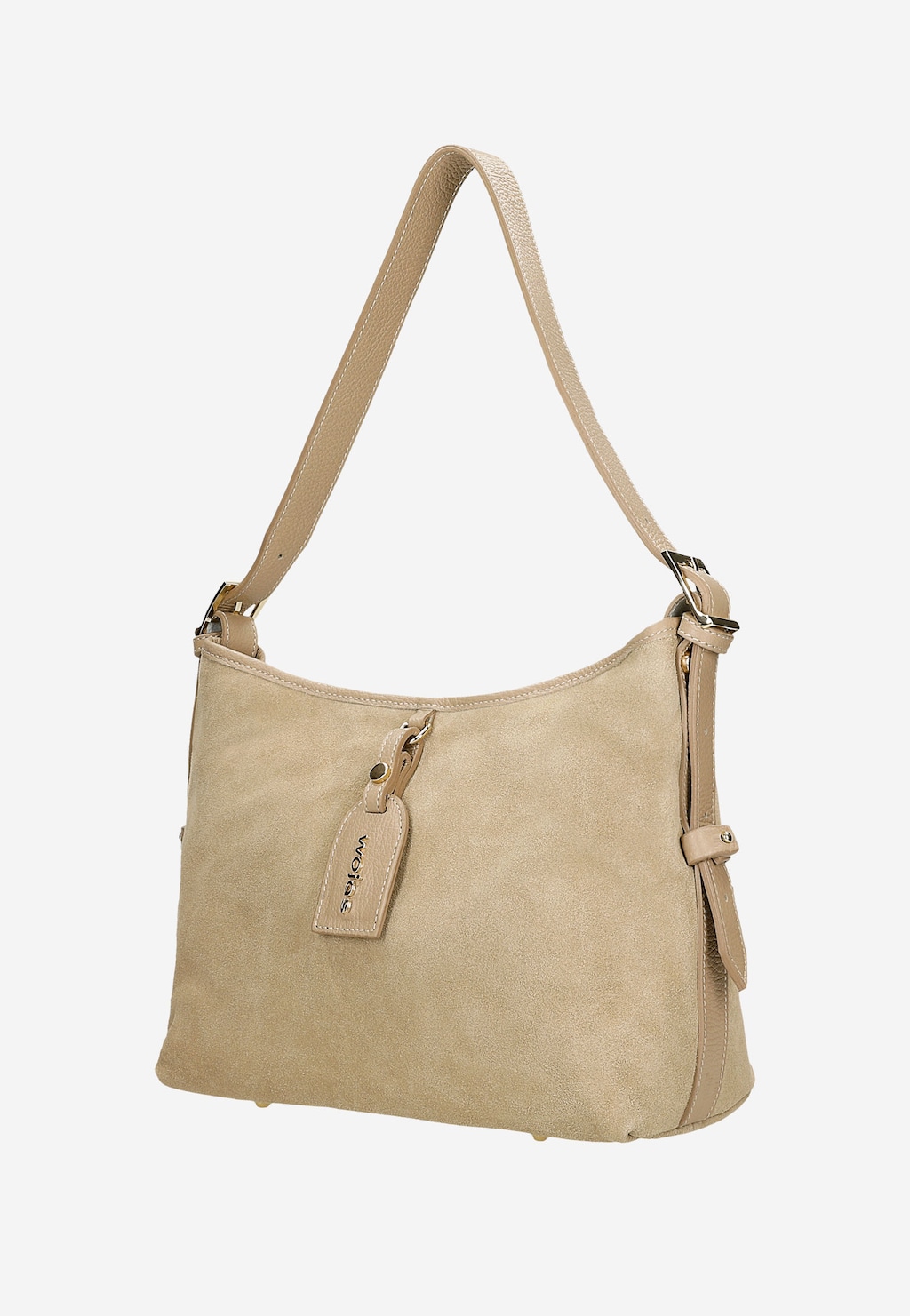 Beżowa torebka damska z dwoiny welurowej 80457-74 Widok 3