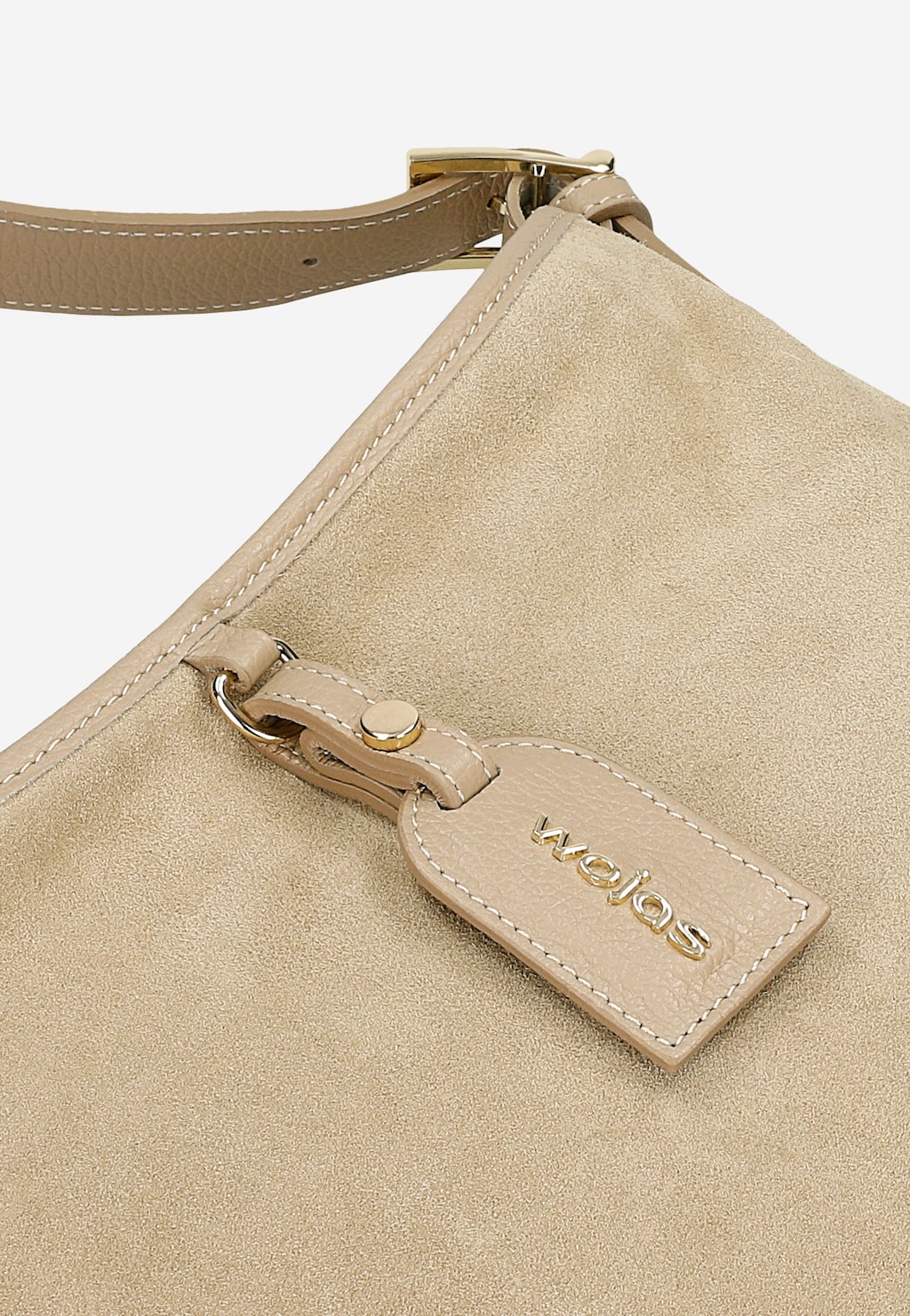 Beżowa torebka damska z dwoiny welurowej 80457-74 Widok 7