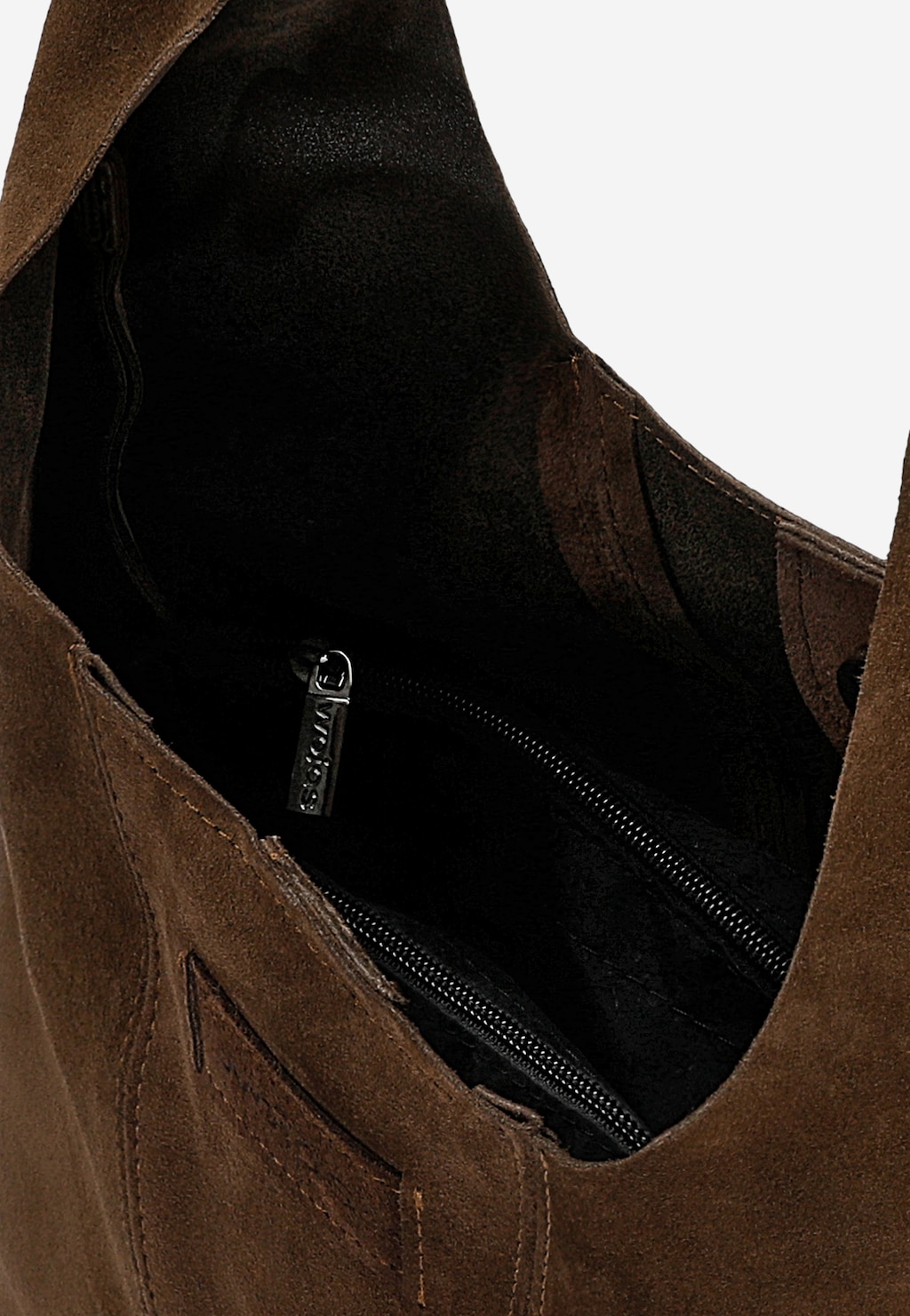 Tmavohnedá veľká kabelka z velúrovej štiepenky 80446-62 Widok 6