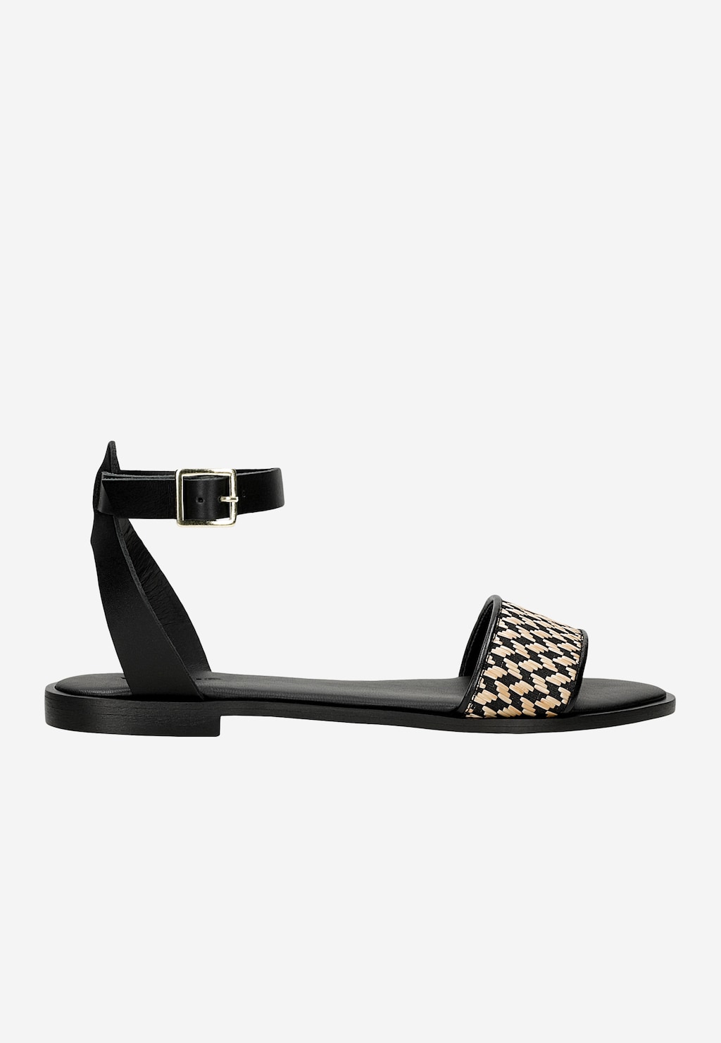 Černé dámské sandály s pleteným béžovým vzorem 76245-80 Widok 2