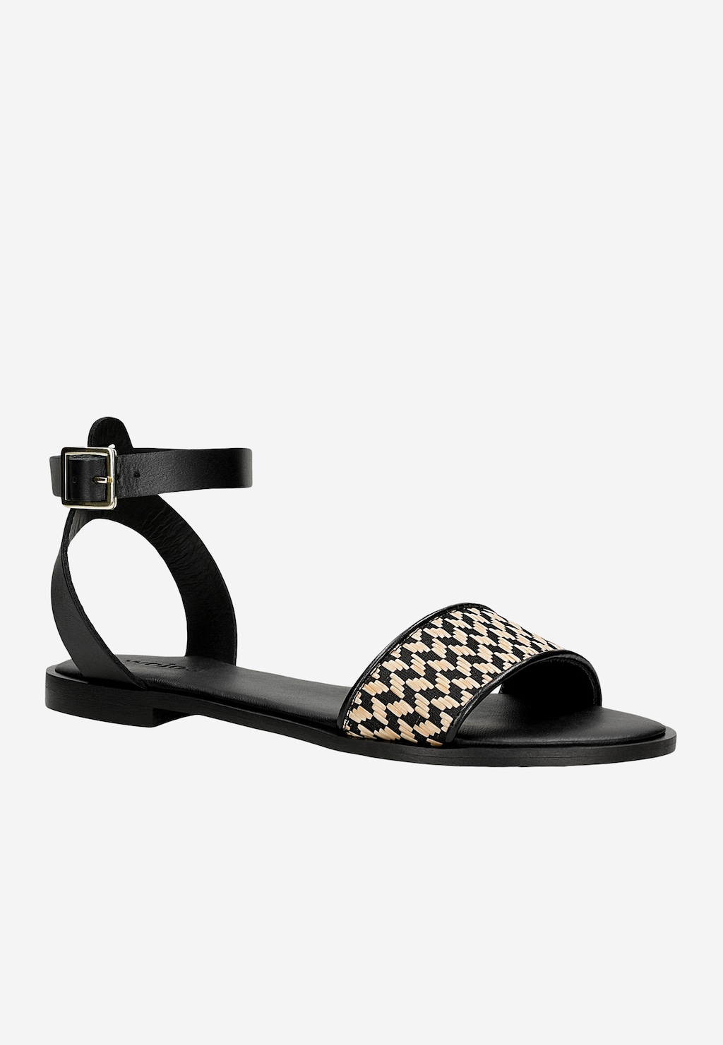 Černé dámské sandály s pleteným béžovým vzorem 76245-80 Widok 3