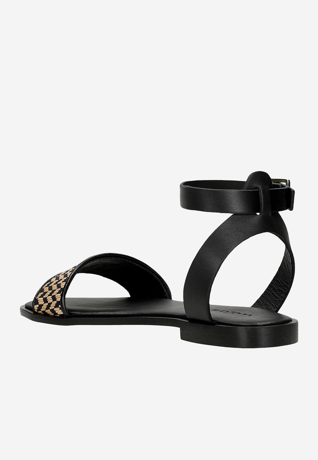 Černé dámské sandály s pleteným béžovým vzorem 76245-80 Widok 4