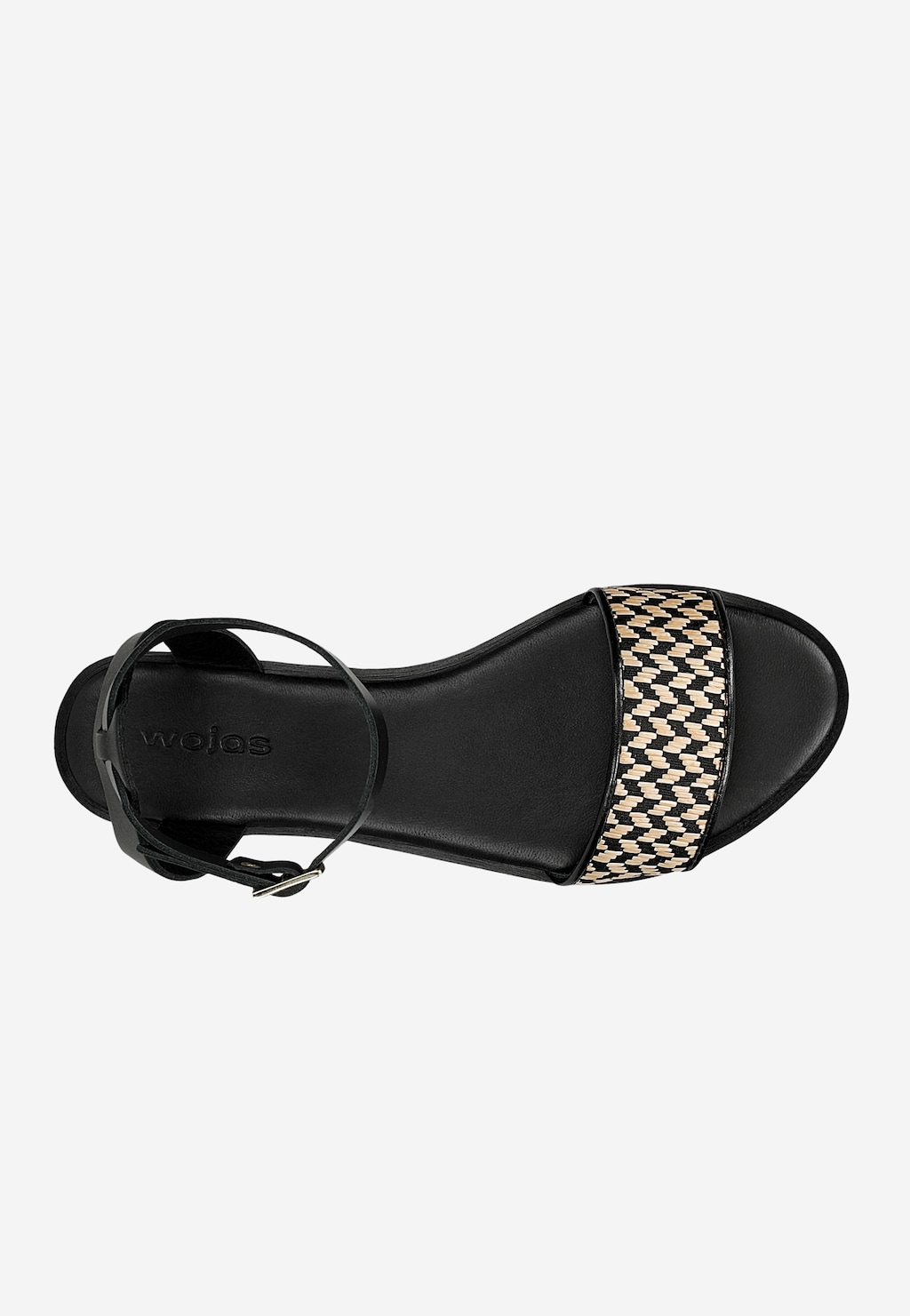 Černé dámské sandály s pleteným béžovým vzorem 76245-80 Widok 5