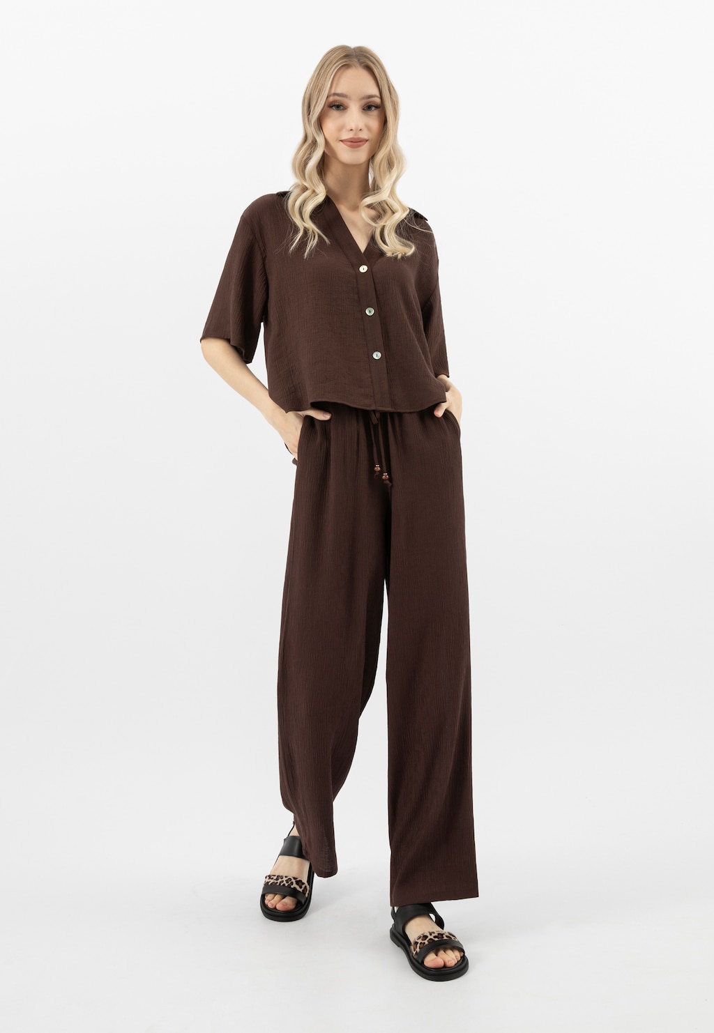 Czarne sandały z paskiem w panterkę 76214-51 Widok 10