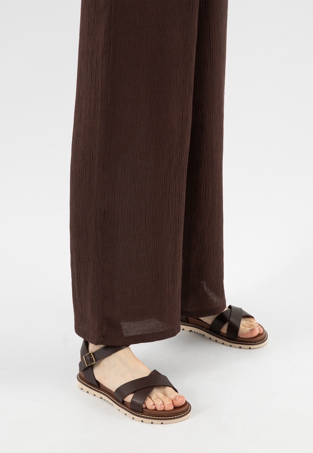 Hnědé dámské sandály z pravé kůže 76196-52 Widok 7