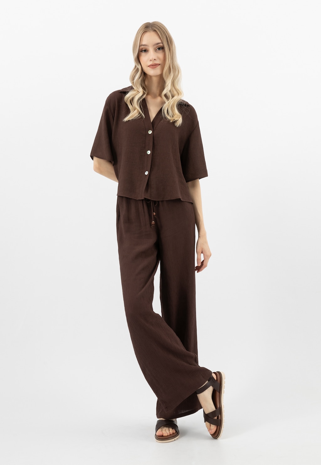 Hnědé dámské sandály z pravé kůže 76196-52 Widok 9