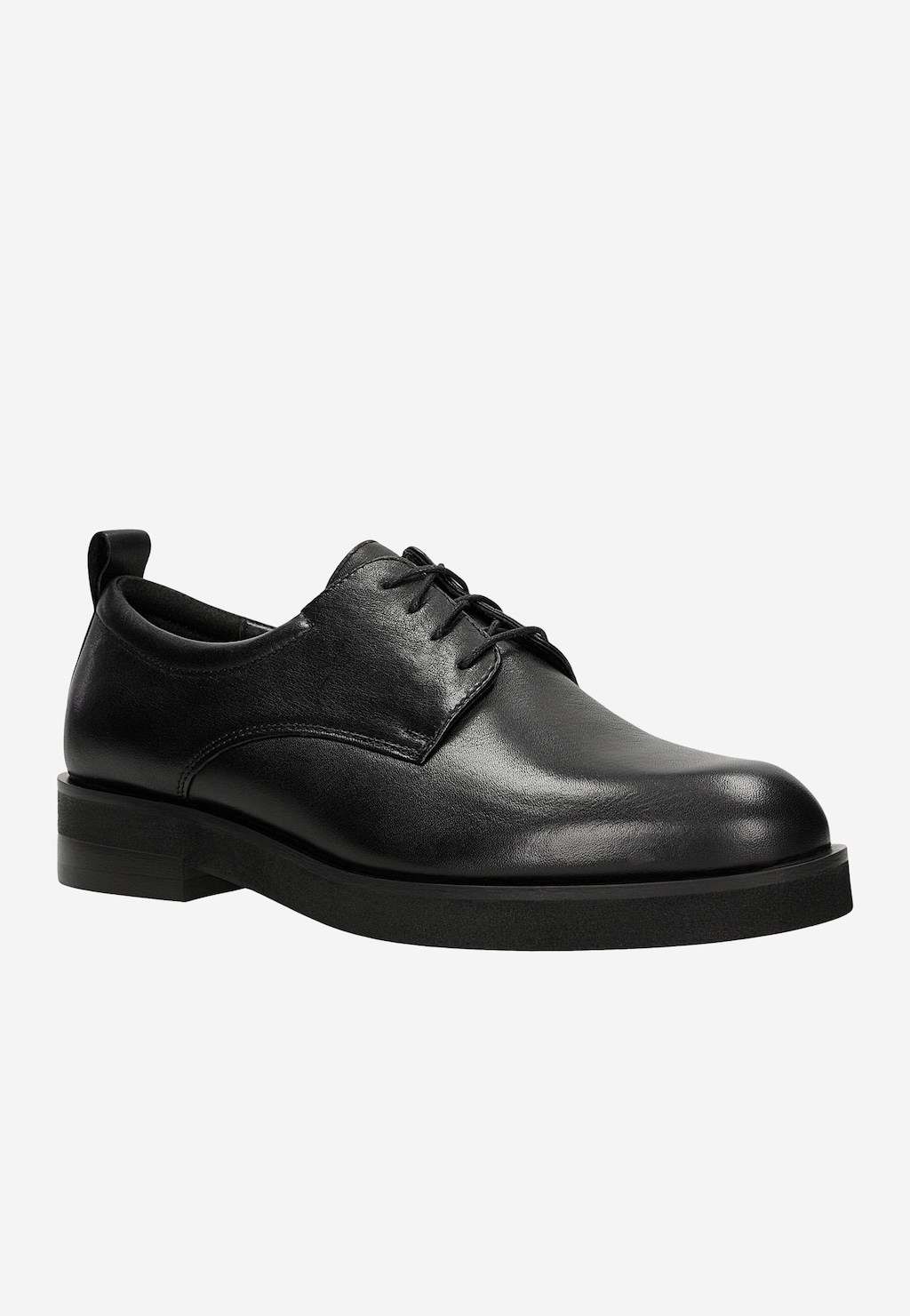 Czarne skórzane półbuty damskie sznurowane 46360-51 Widok 3