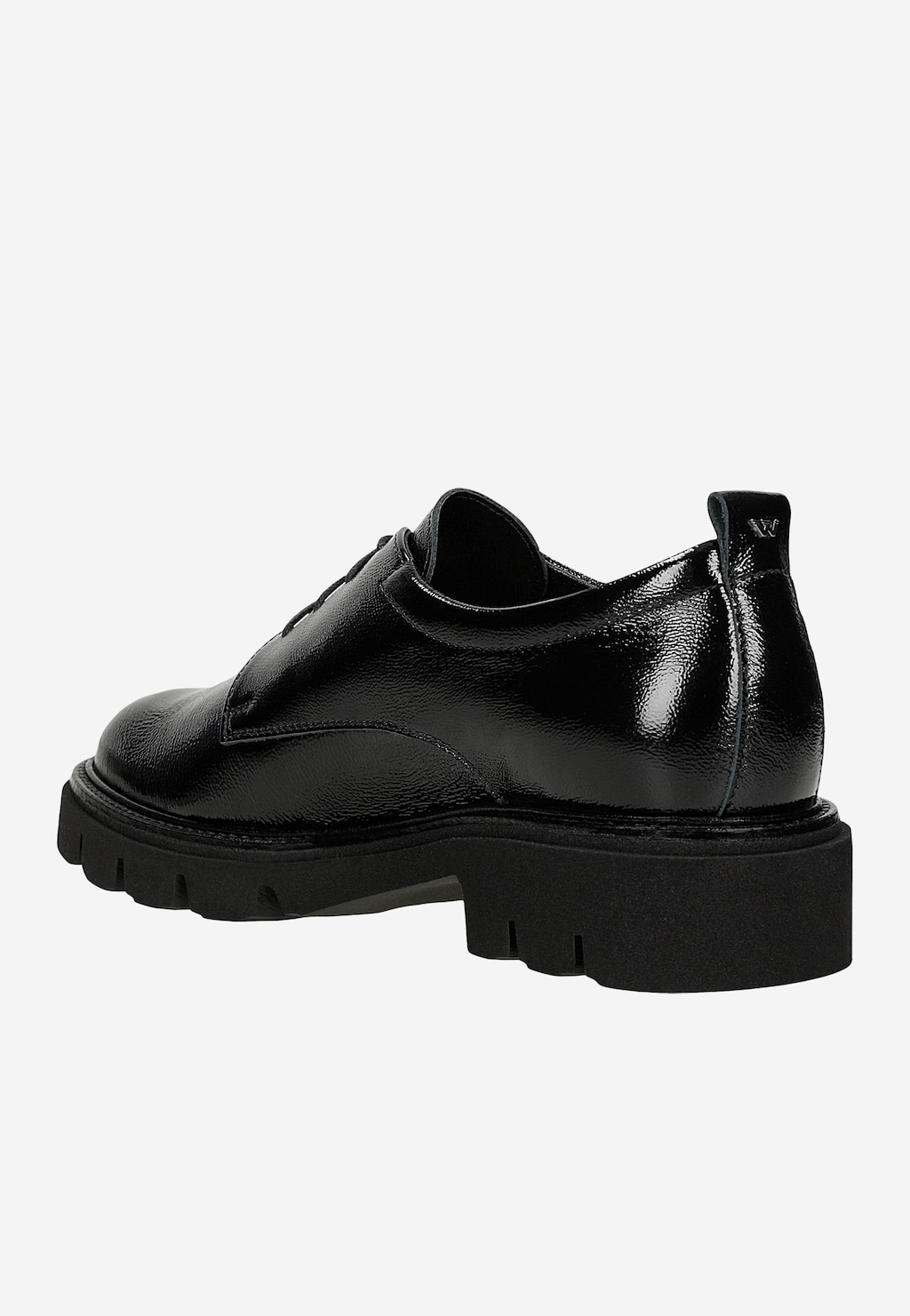 Lakierowane sznurowane półbuty damskie z marszczonej skóry 46361-31 Widok 4