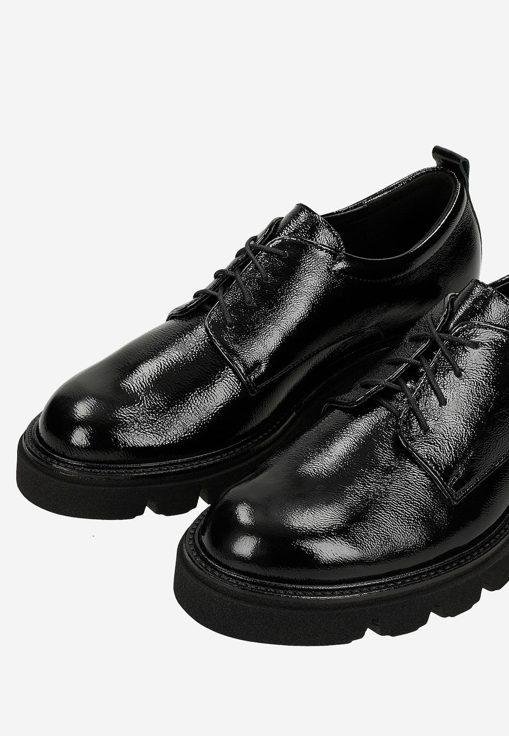 Lakierowane sznurowane półbuty damskie z marszczonej skóry 46361-31 Widok 7