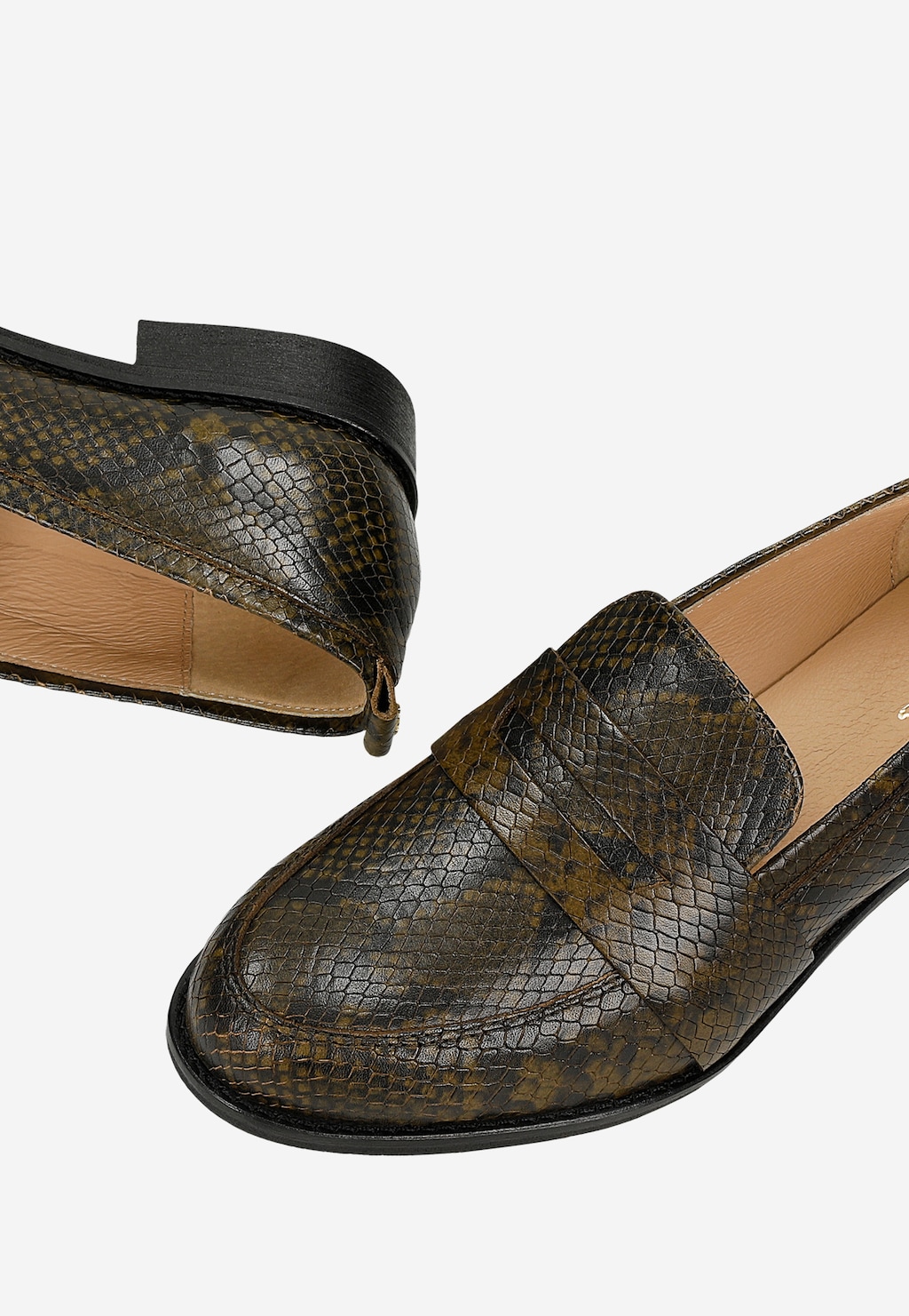 Damskie mokasyny skórzane z wężowym motywem 46004-50 Widok 7